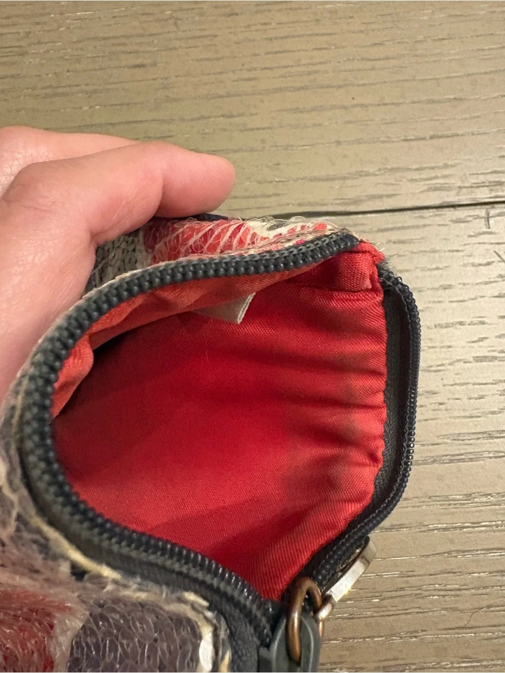 Vera Bradley Floral Sequin Zip Pouch - Red & Gray
